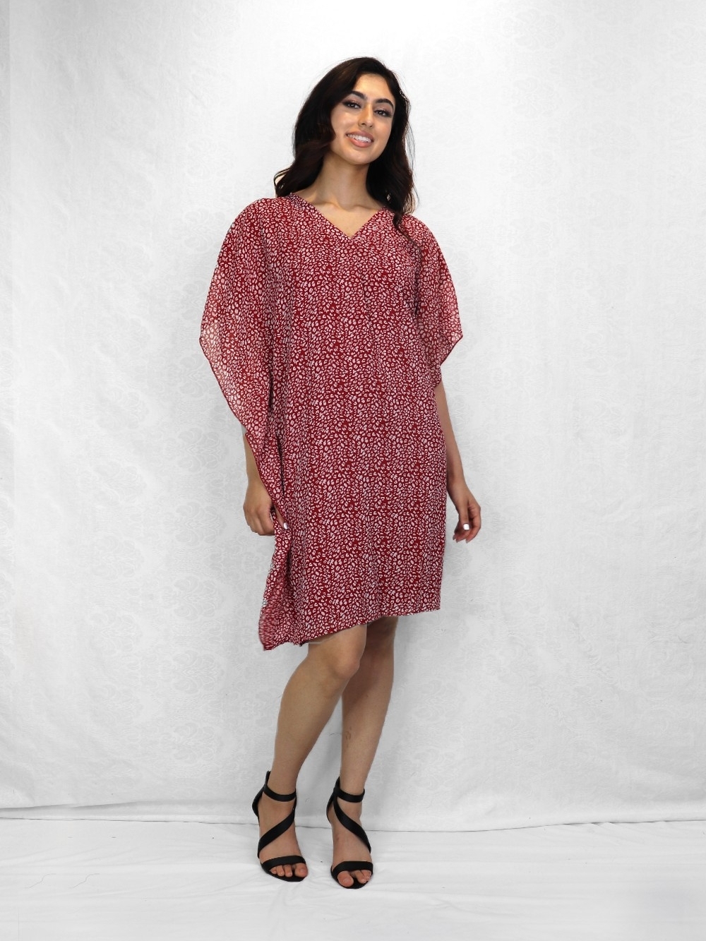Red Printed Swim Cover-Up Kaftan
